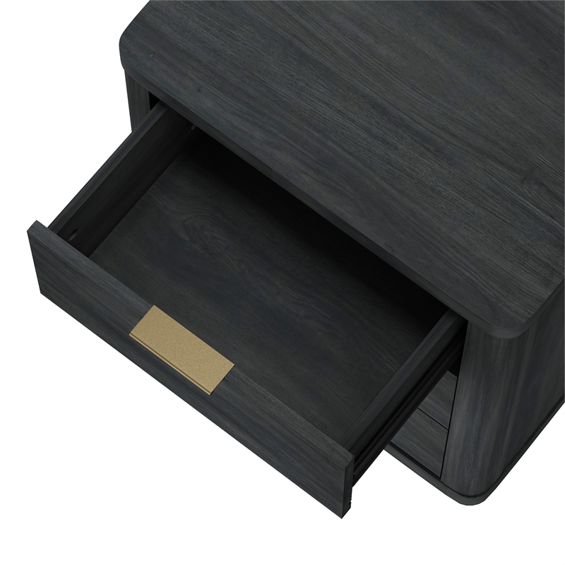 Evelyn Modern Nightstand with 3 Full Extension Drawers in Charcoal Grey
