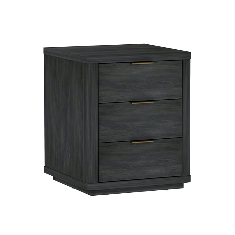 Evelyn Modern Nightstand with 3 Full Extension Drawers in Charcoal Grey