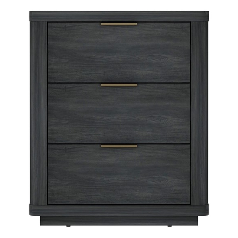 Evelyn Modern Nightstand with 3 Full Extension Drawers in Charcoal Grey