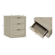Evelyn Modern Nightstand with 3 Full Extension Drawers in Natural