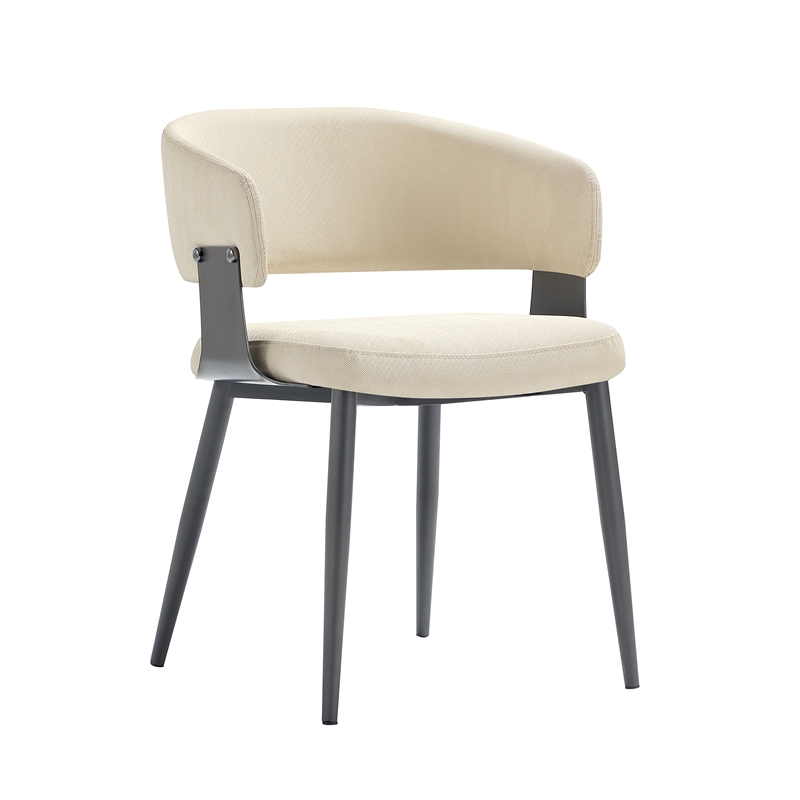 Luce Sand Textured Leatherette Dining Chair with Metal Legs - Set of 2