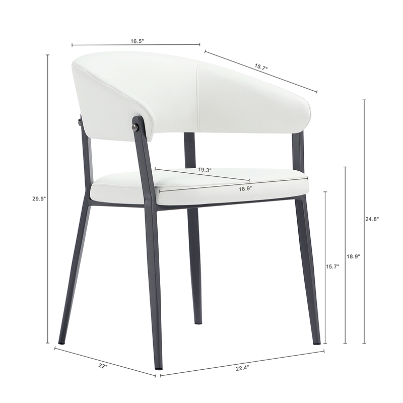 Belle White Textured Leatherette Dining Chair with Metal Legs