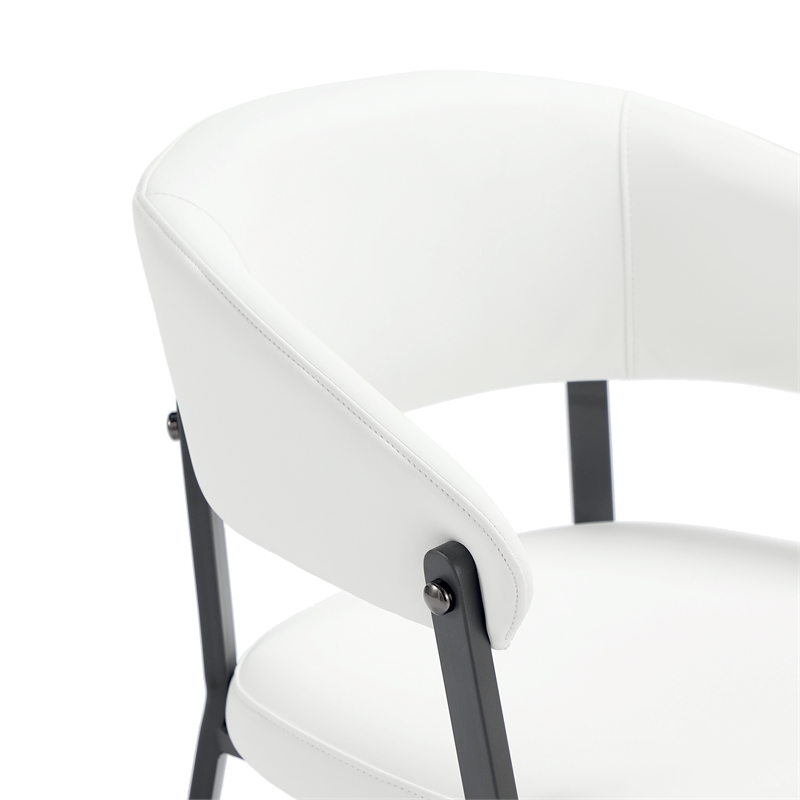 Belle White Textured Leatherette Dining Chair with Metal Legs