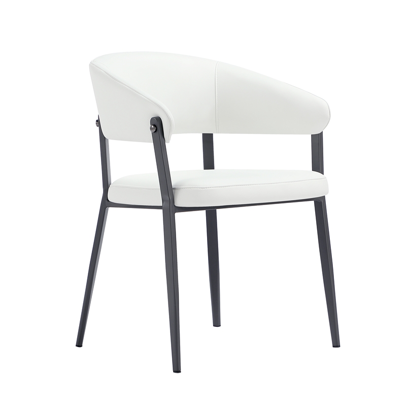 Belle White Textured Leatherette Dining Chair with Metal Legs