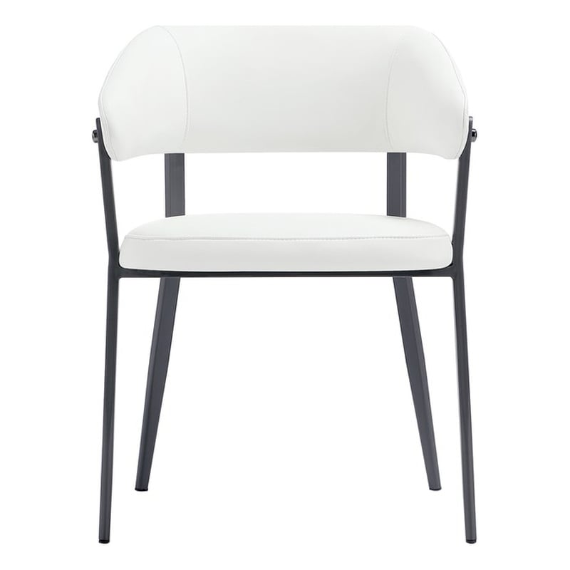 Belle White Textured Leatherette Dining Chair with Metal Legs