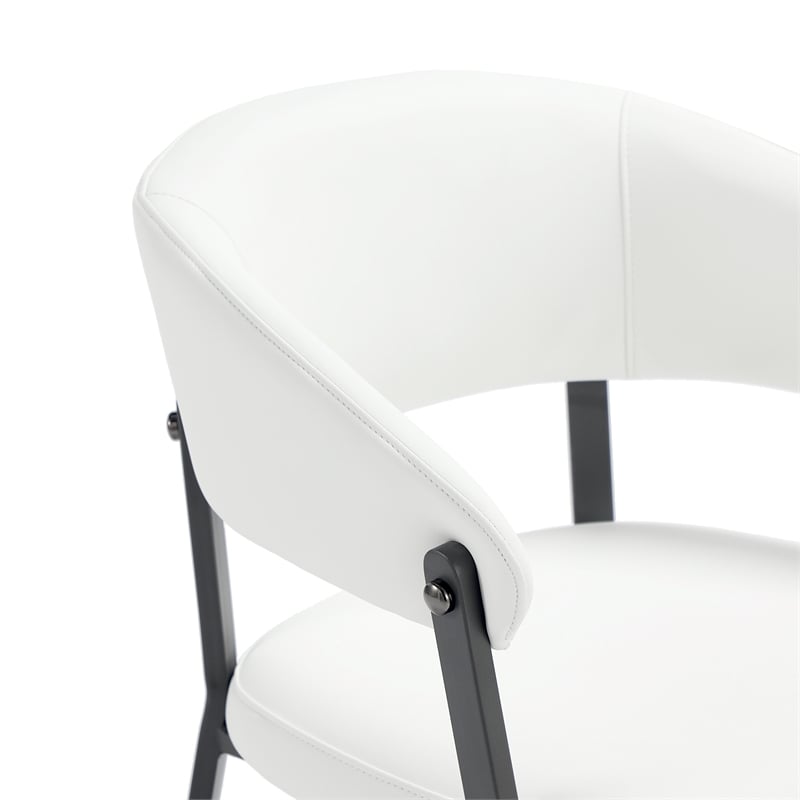 Belle White Textured Leatherette Dining Chair with Metal Legs - Set of 2