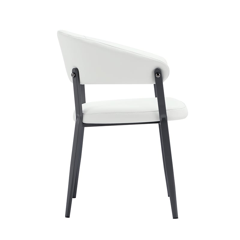 Belle White Textured Leatherette Dining Chair with Metal Legs - Set of 2