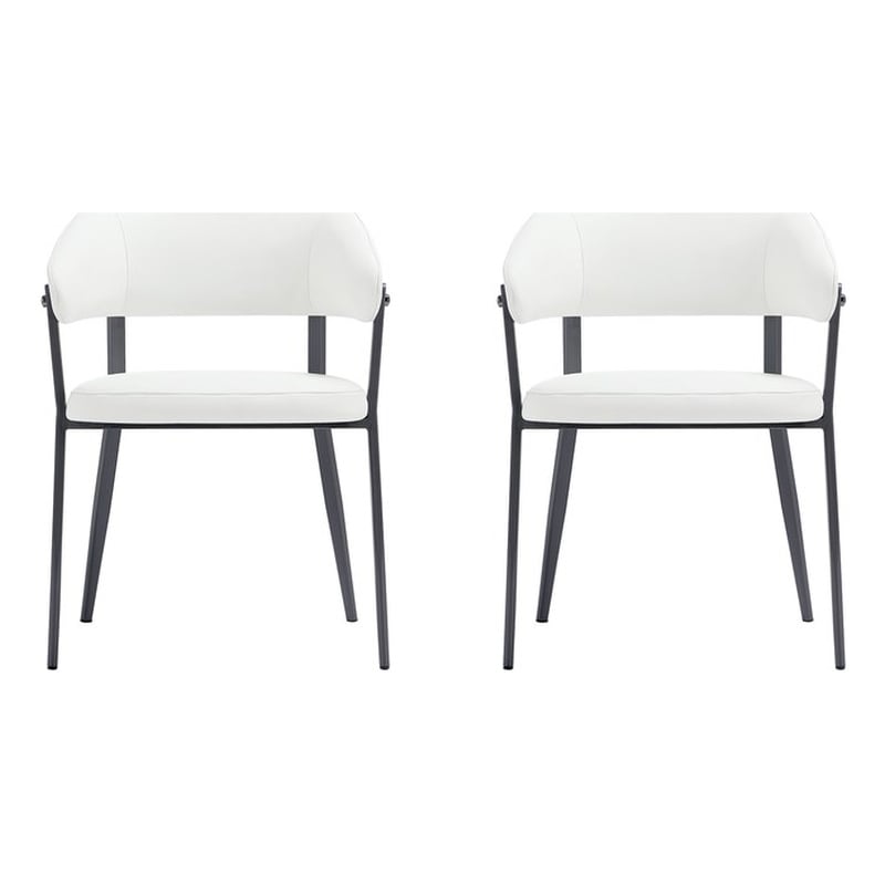 Belle White Textured Leatherette Dining Chair with Metal Legs - Set of 2