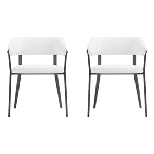 Belle White Textured Leatherette Dining Chair with Metal Legs - Set of 2