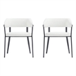 Belle White Textured Leatherette Dining Chair with Metal Legs - Set of 2