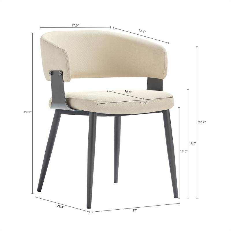 Luce Sand Textured Leatherette Dining Chair with Metal Legs - Set of 4