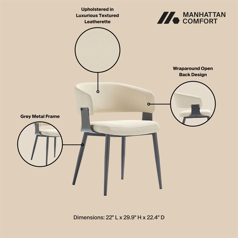 Luce Sand Textured Leatherette Dining Chair with Metal Legs - Set of 4