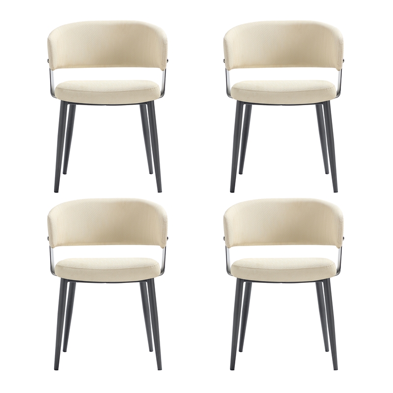 Luce Sand Textured Leatherette Dining Chair with Metal Legs - Set of 4