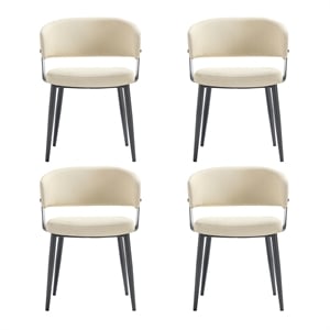 Luce Sand Textured Leatherette Dining Chair with Metal Legs - Set of 4
