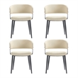 Luce Sand Textured Leatherette Dining Chair with Metal Legs - Set of 4