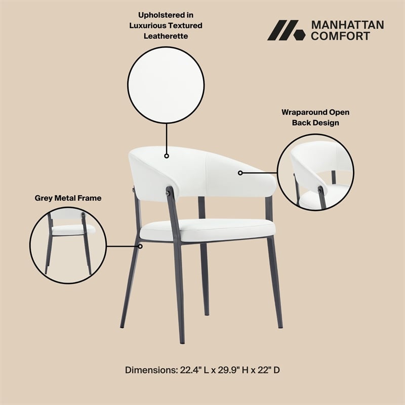 Belle White Textured Leatherette Dining Chair with Metal Legs - Set of 4