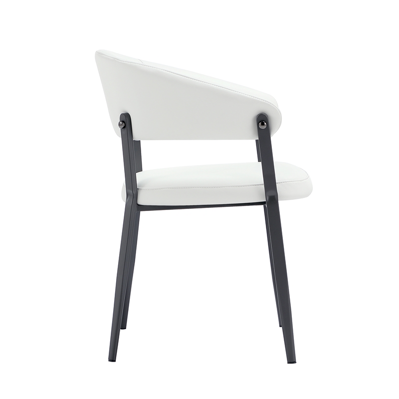 Belle White Textured Leatherette Dining Chair with Metal Legs - Set of 4