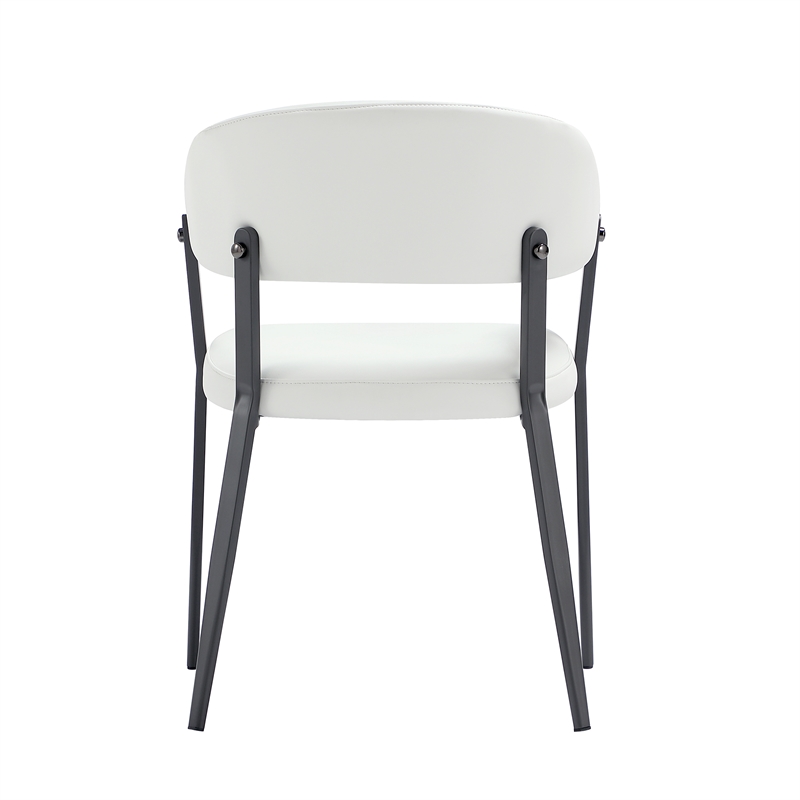 Belle White Textured Leatherette Dining Chair with Metal Legs - Set of 4
