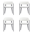 Belle White Textured Leatherette Dining Chair with Metal Legs - Set of 4