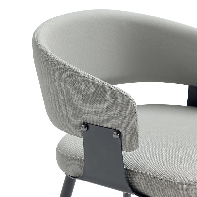 Luce Stone Grey Textured Leatherette Dining Chair with Metal Legs