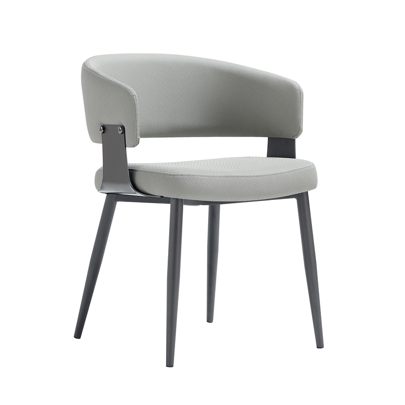 Luce Stone Grey Textured Leatherette Dining Chair with Metal Legs
