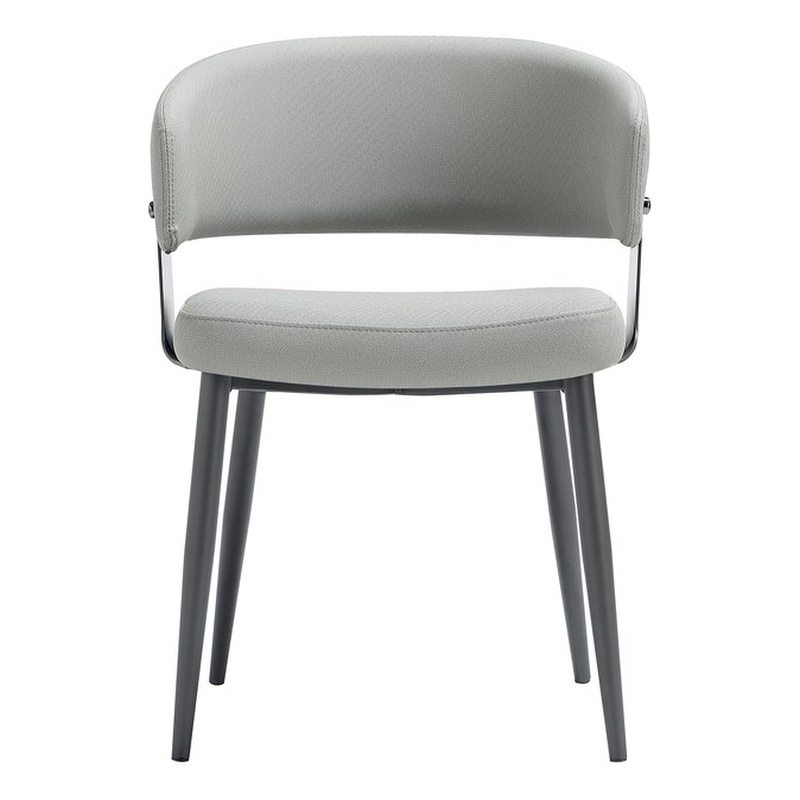 Luce Stone Grey Textured Leatherette Dining Chair with Metal Legs
