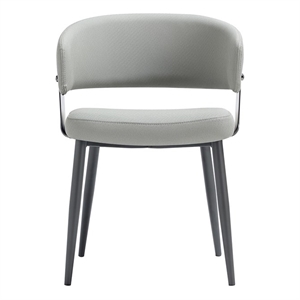 Luce Stone Grey Textured Leatherette Dining Chair with Metal Legs