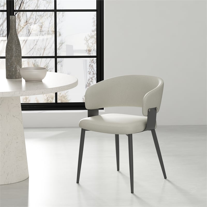 luce oatmeal textured leatherette dining chair with metal legs