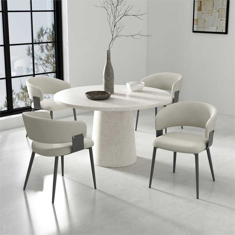 luce oatmeal textured leatherette dining chair with metal legs