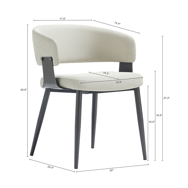 luce oatmeal textured leatherette dining chair with metal legs