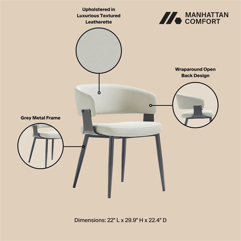 luce oatmeal textured leatherette dining chair with metal legs