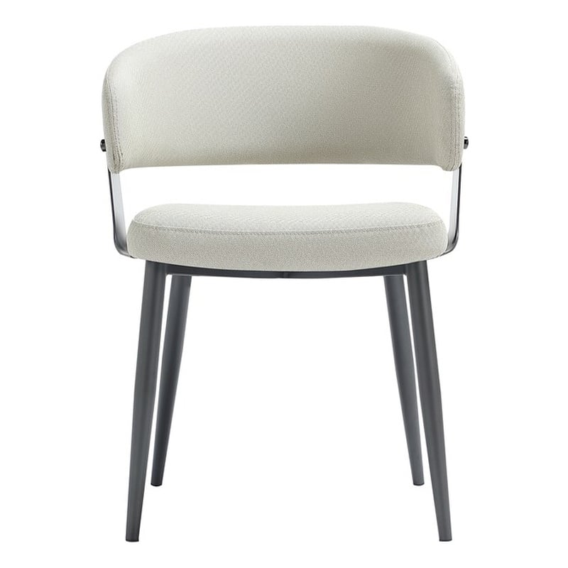 Luce Oatmeal Textured Leatherette Dining Chair with Metal Legs