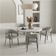 Belle Stone Grey Textured Leatherette Dining Chair with Metal Legs