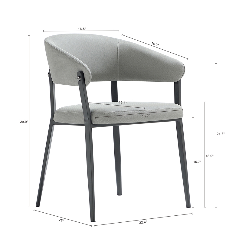 Belle Stone Grey Textured Leatherette Dining Chair with Metal Legs