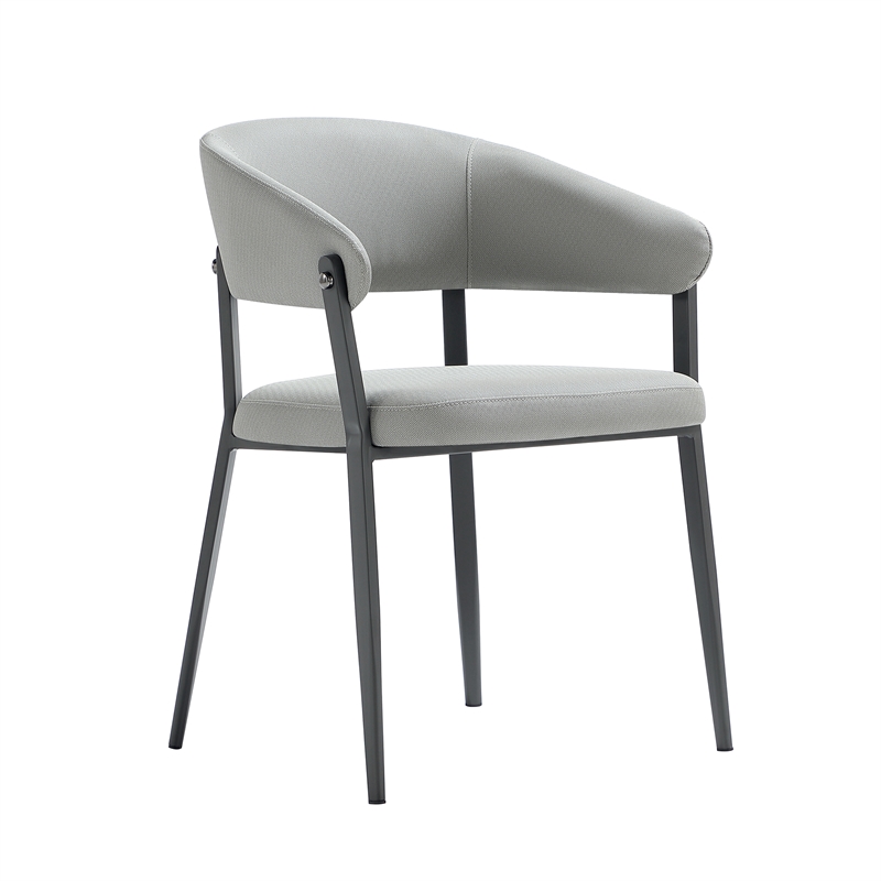 Belle Stone Grey Textured Leatherette Dining Chair with Metal Legs