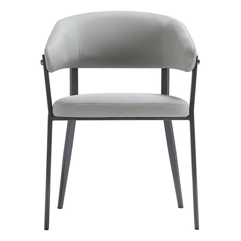 Belle Stone Grey Textured Leatherette Dining Chair with Metal Legs