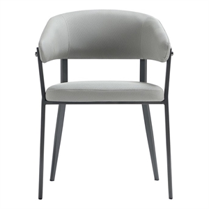 Belle Stone Grey Textured Leatherette Dining Chair with Metal Legs