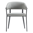 Belle Stone Grey Textured Leatherette Dining Chair with Metal Legs