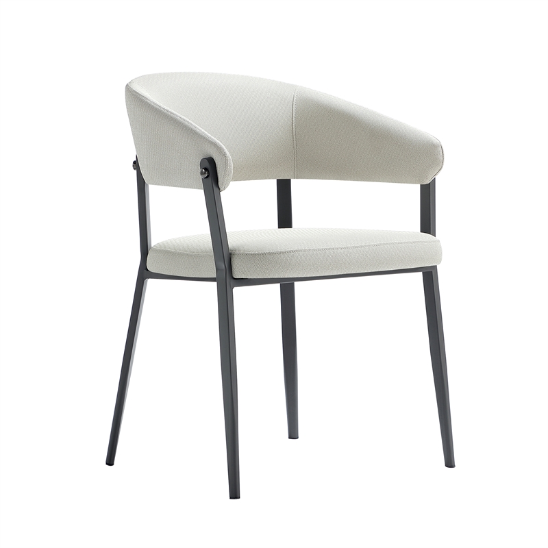 Belle Oatmeal Textured Leatherette Dining Chair with Metal Legs