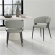 Luce Stone Grey Textured Leatherette Dining Chair with Metal Legs - Set of 2