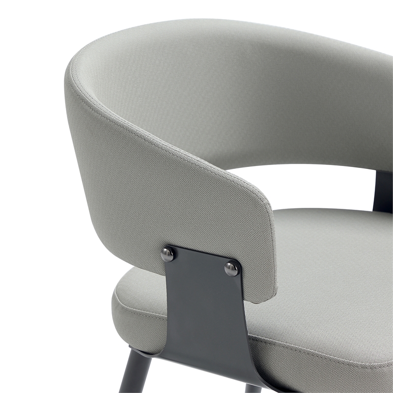 Luce Stone Grey Textured Leatherette Dining Chair with Metal Legs - Set of 2