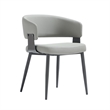 Luce Stone Grey Textured Leatherette Dining Chair with Metal Legs - Set of 2