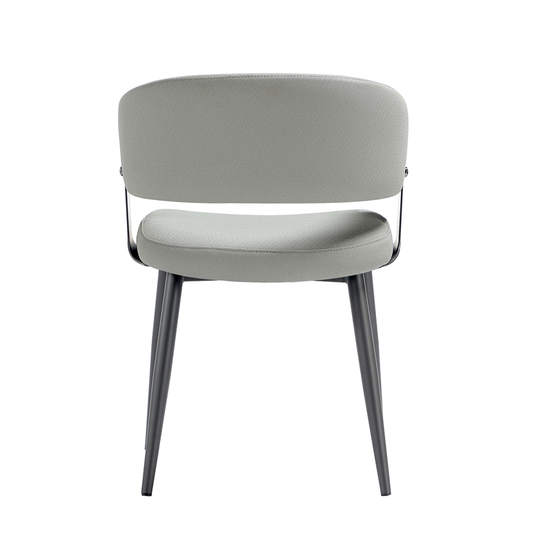 Luce Stone Grey Textured Leatherette Dining Chair with Metal Legs - Set of 2