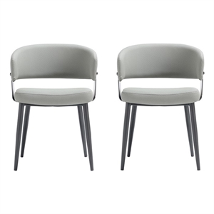 Luce Stone Grey Textured Leatherette Dining Chair with Metal Legs - Set of 2