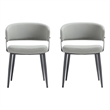 Luce Stone Grey Textured Leatherette Dining Chair with Metal Legs - Set of 2