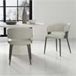 Luce Oatmeal Textured Leatherette Dining Chair with Metal Legs - Set of 2