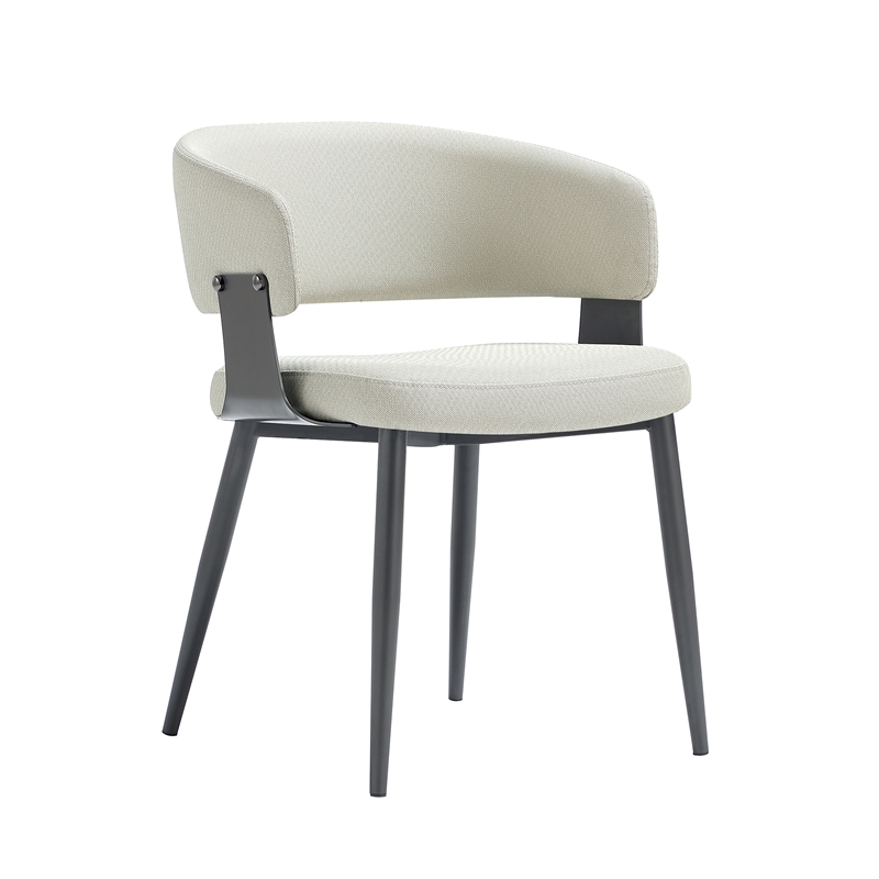 Luce Oatmeal Textured Leatherette Dining Chair with Metal Legs - Set of 2