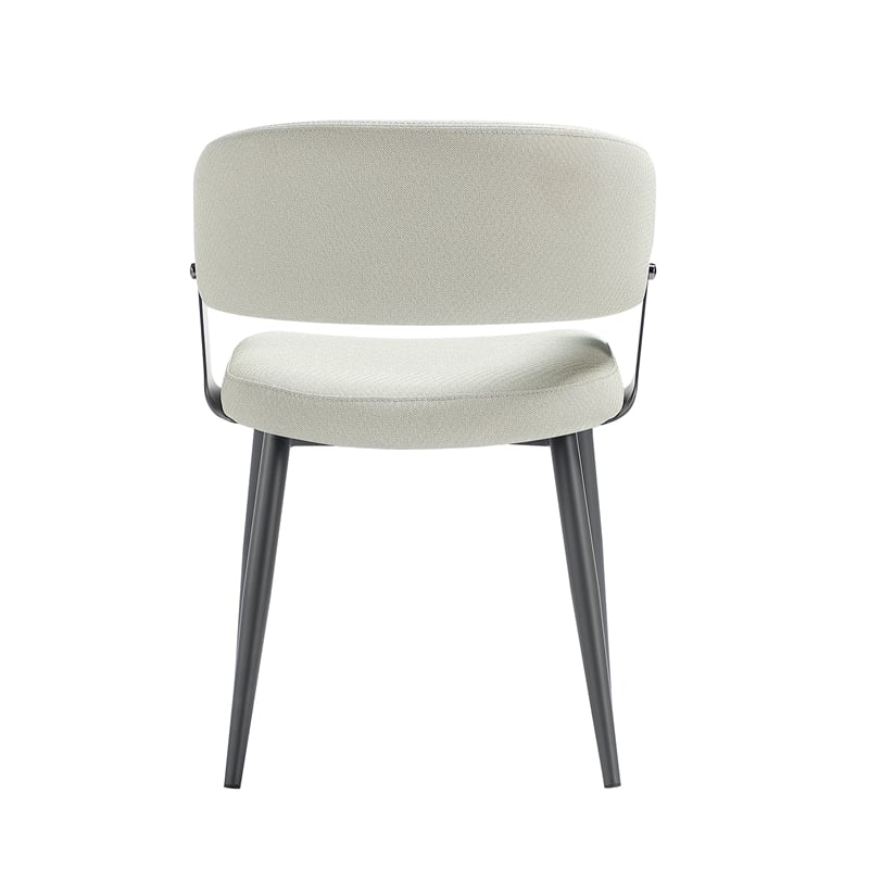 Luce Oatmeal Textured Leatherette Dining Chair with Metal Legs - Set of 2