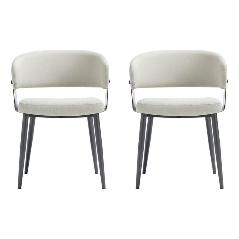 Luce Oatmeal Textured Leatherette Dining Chair with Metal Legs - Set of 2