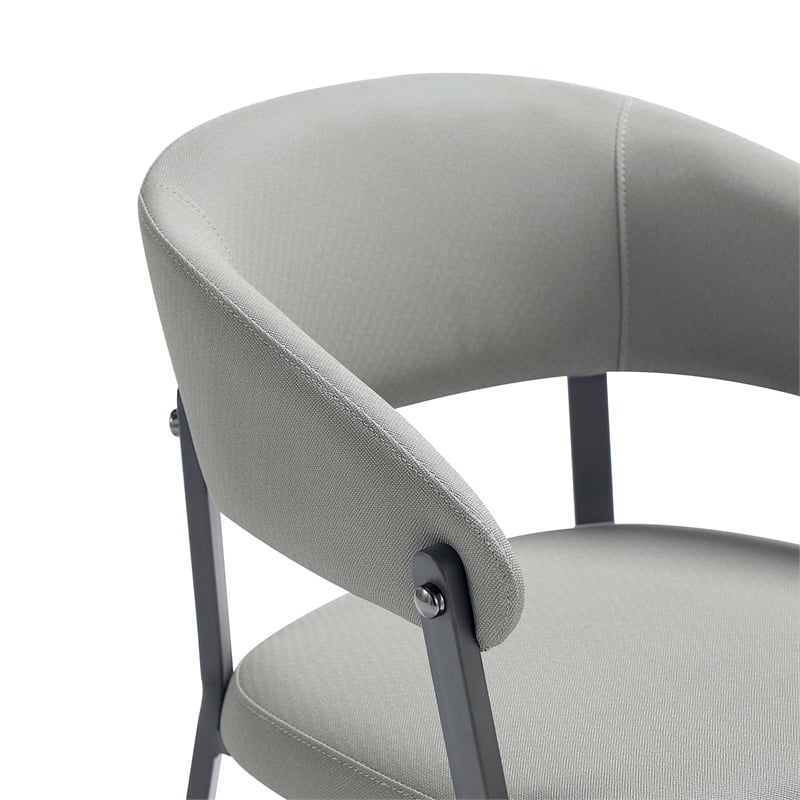 Belle Stone Grey Textured Leatherette Dining Chair with Metal Legs - Set of 2